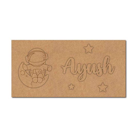 Astronaut Kids Nameplate MDF Design 1
