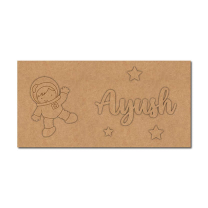 Astronaut Kids Nameplate MDF Design 2