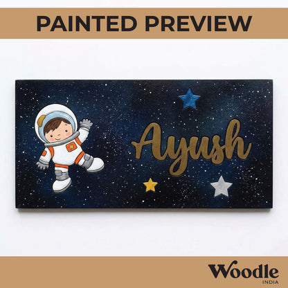 Astronaut Kids Nameplate MDF Design 2