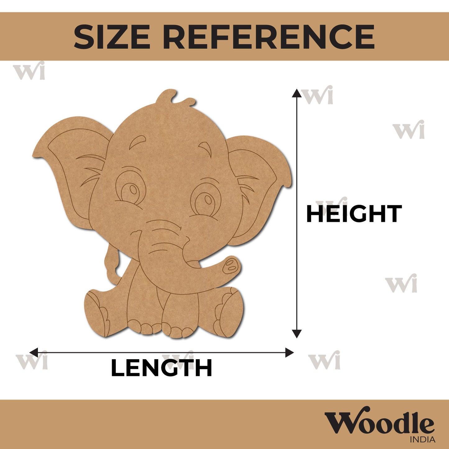 Baby Elephant Pre Marked MDF Design 1