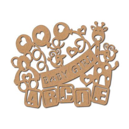Baby Girl Animals Theme Cutout MDF Design 1