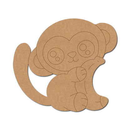 Baby Monkey With Banana Pre Marked MDF Design 1