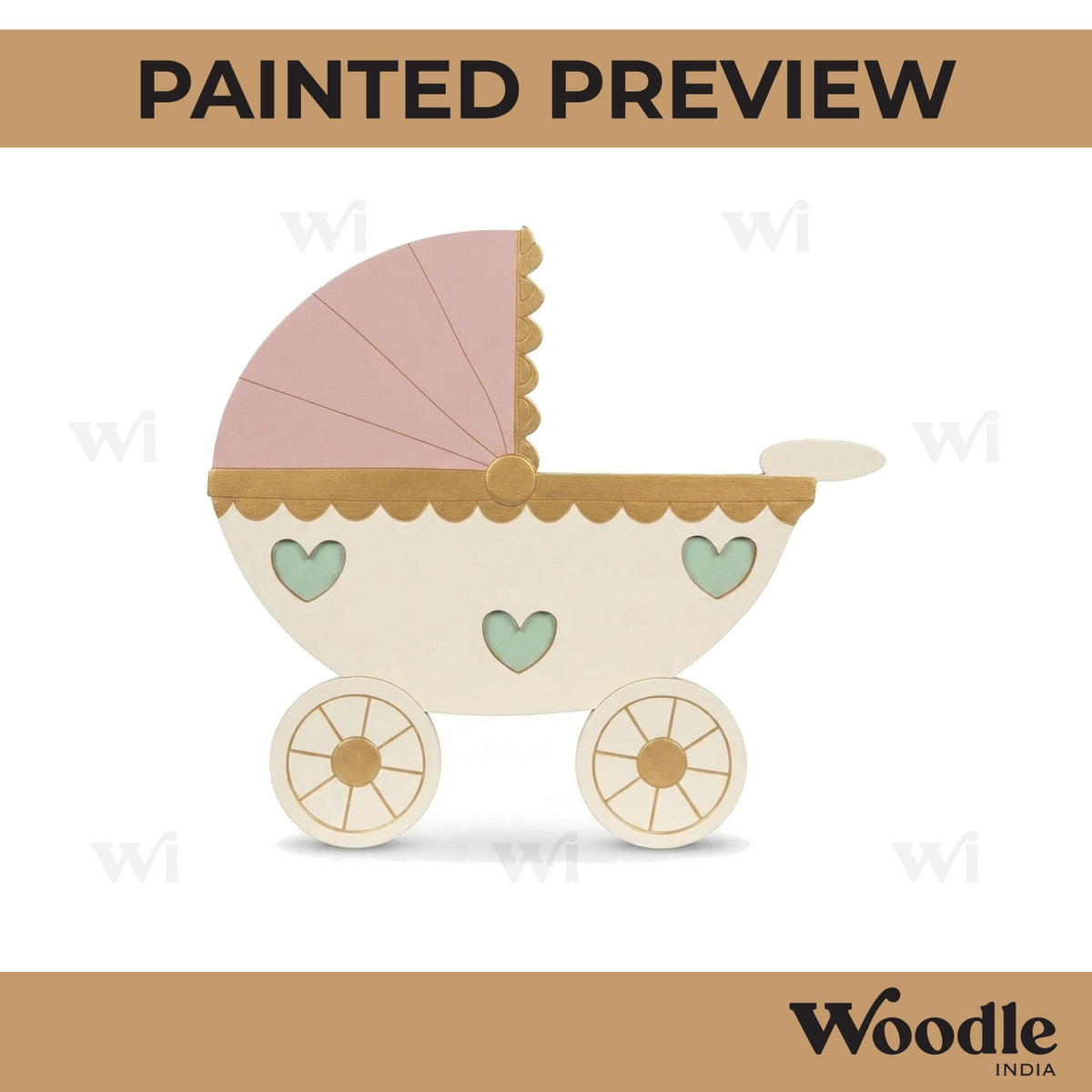 Baby Pram Pre Marked MDF Design 1