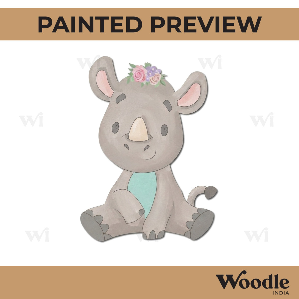 Baby Rhinoceros Pre Marked MDF Design 1
