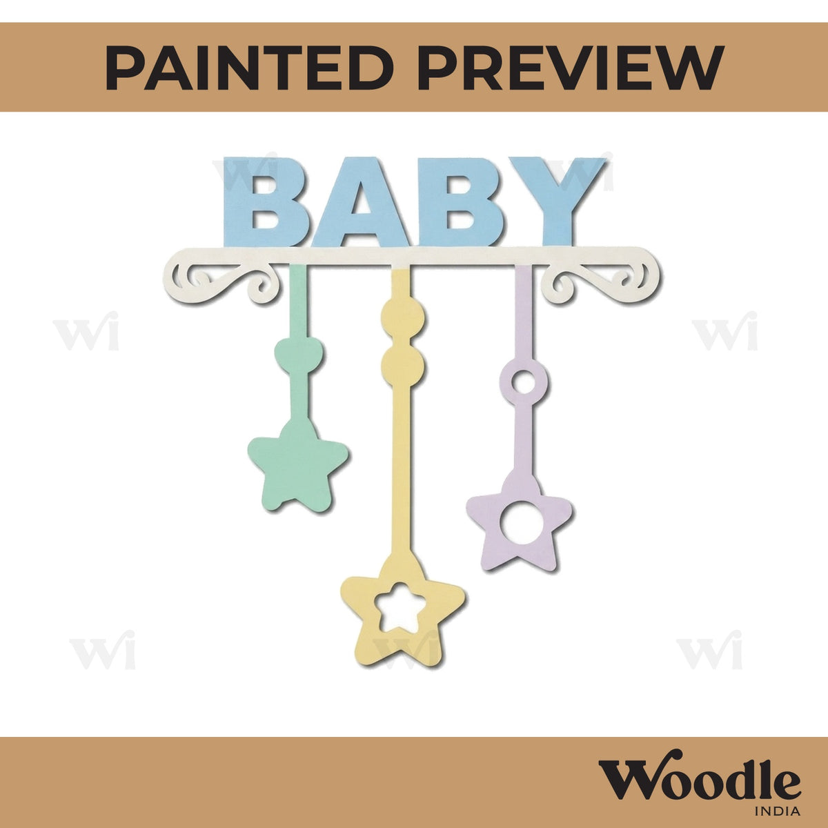 Baby Stars Hanging Cutout MDF Design 1