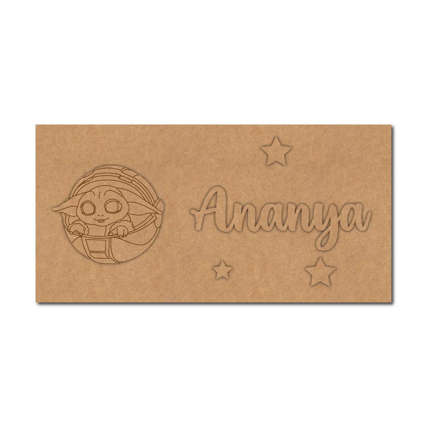 Baby Yoda Star Wars Kids Nameplate MDF Design 1