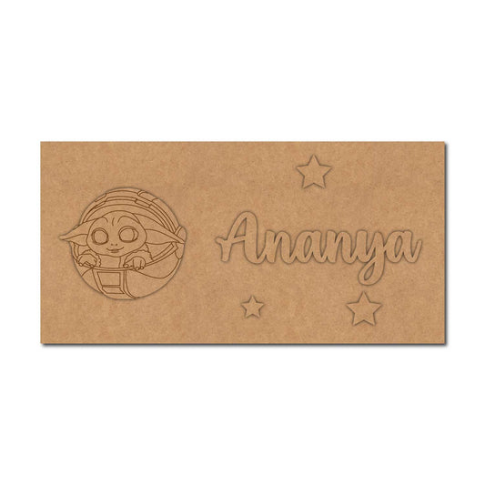 Baby Yoda Star Wars Kids Nameplate MDF Design 1