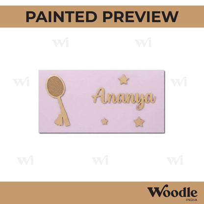 Badminton Kids Nameplate MDF Design 1
