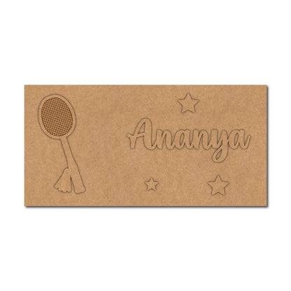 Badminton Kids Nameplate MDF Design 1