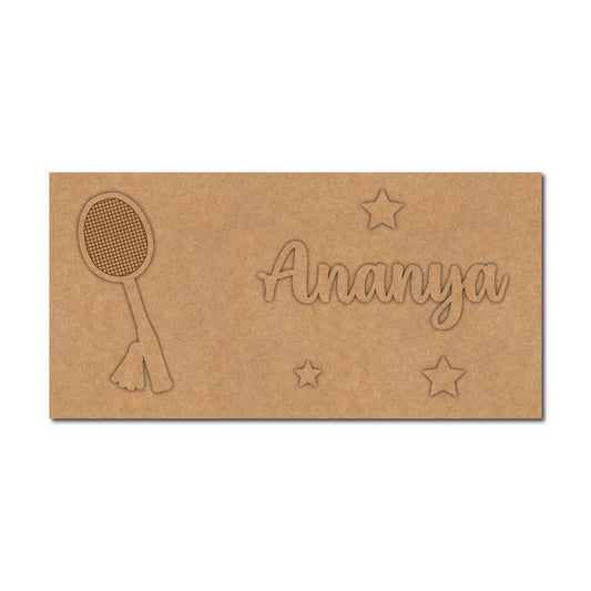 Badminton Kids Nameplate MDF Design 1
