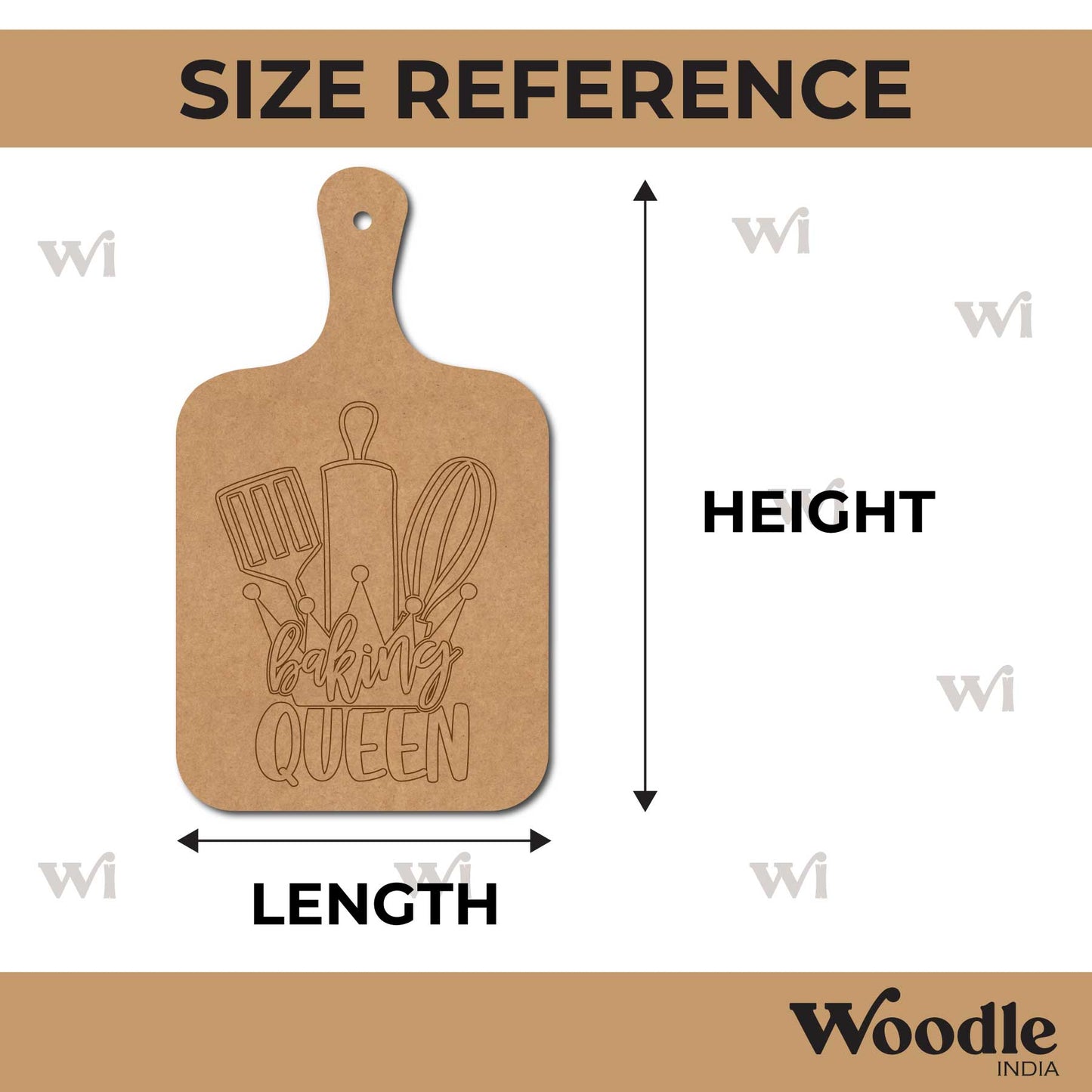 Baking Queen Pre Marked Chopping Board MDF Design 2