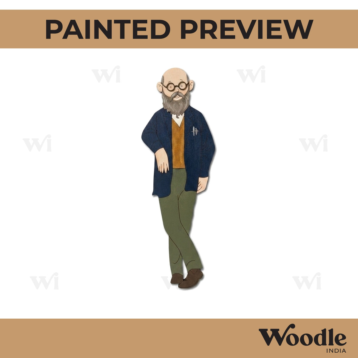 Bald Man Professor Pre Marked MDF Design 1