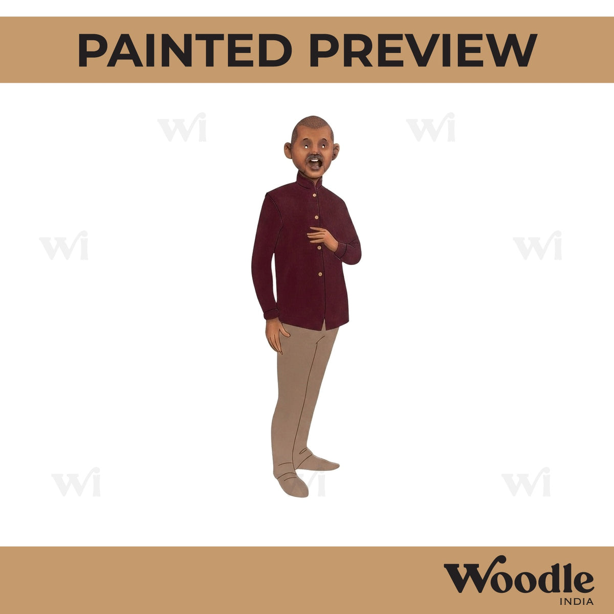 Bald Man With Beard Pre Marked MDF Design 2