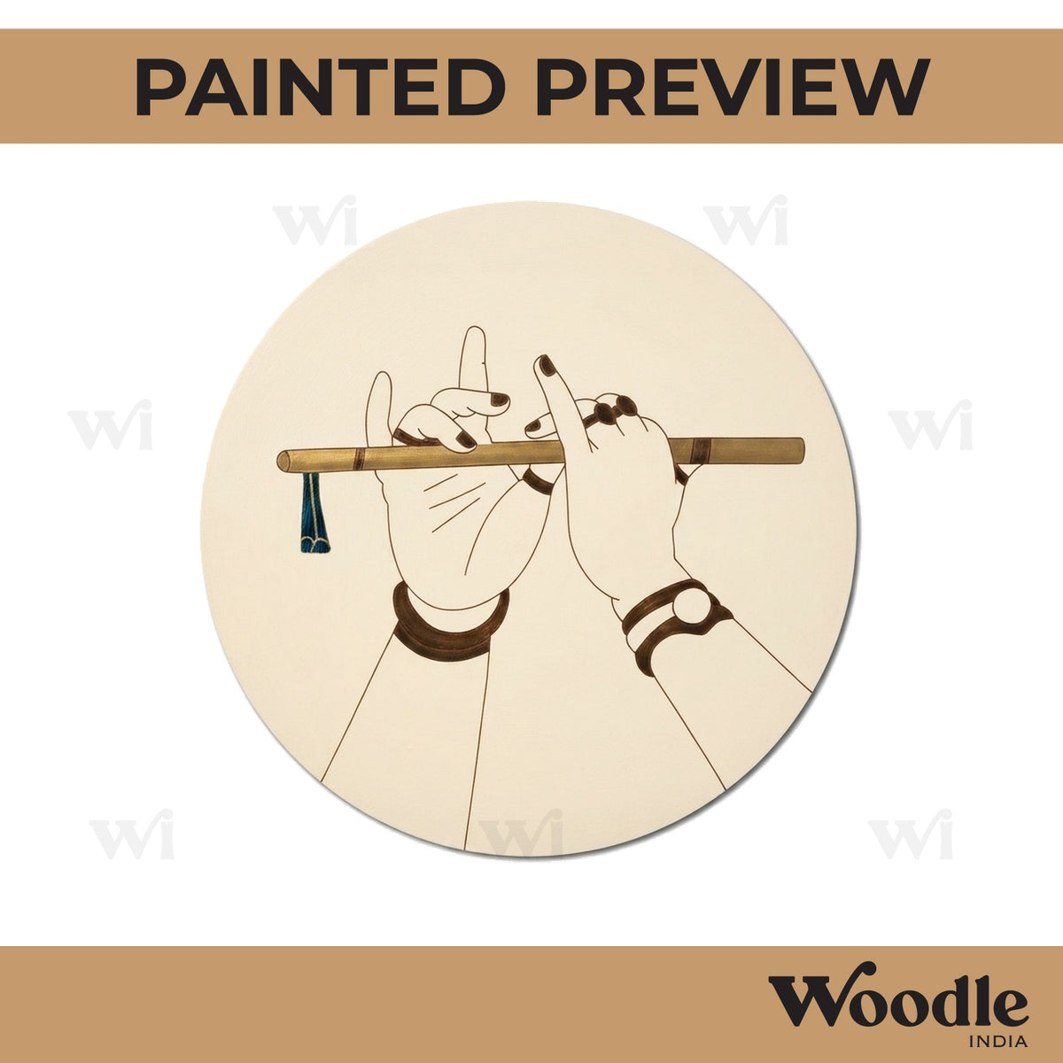 Bansuri Pre Marked Round MDF Design 1