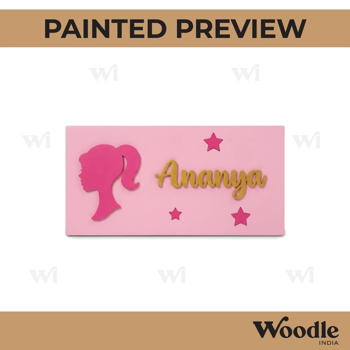 Barbie Kids Nameplate MDF Design 1