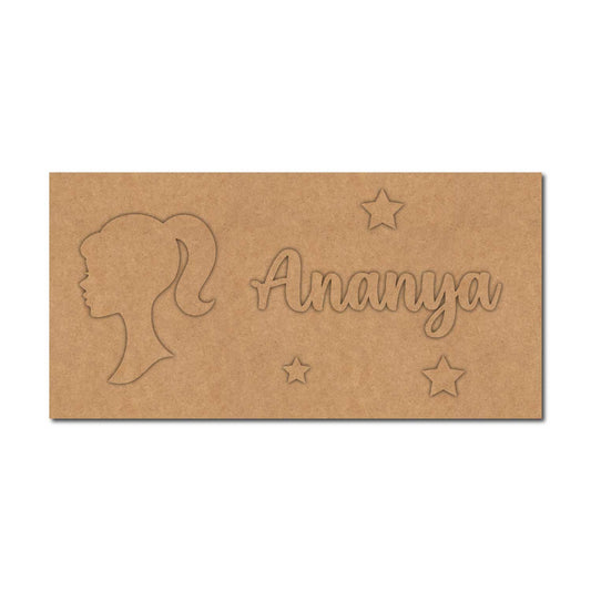 Barbie Kids Nameplate MDF Design 1