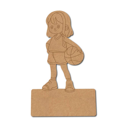 Basketball Girl Nameplate Pre Marked MDF Design 1