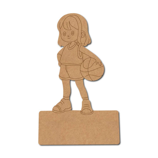 Basketball Girl Nameplate Pre Marked MDF Design 1