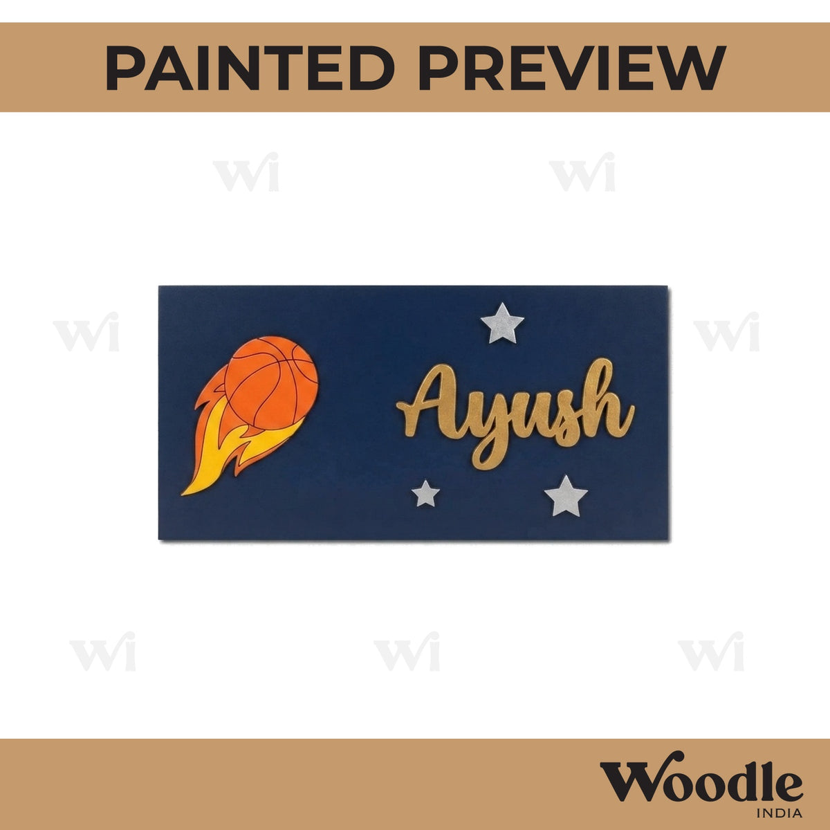 Basketball Kids Nameplate MDF Design 1