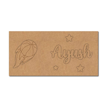 Basketball Kids Nameplate MDF Design 1