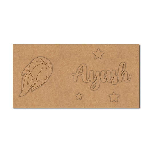 Basketball Kids Nameplate MDF Design 1