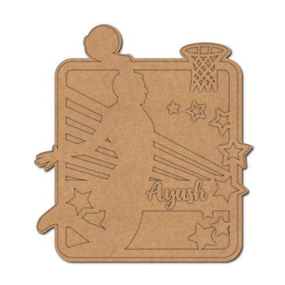 Basketball Theme Nameplate MDF Design 1