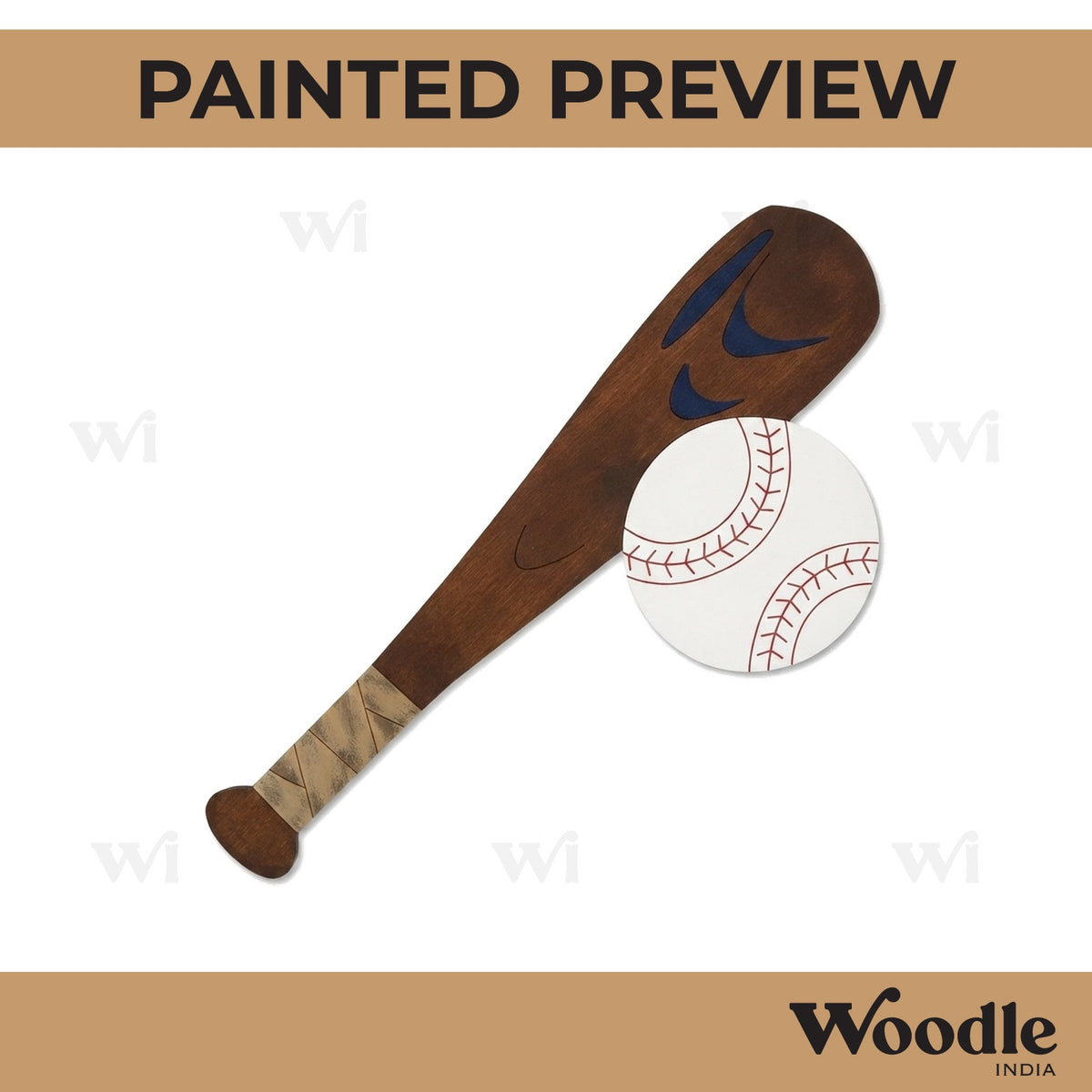 Bat And Baseball Pre Marked MDF Design 1