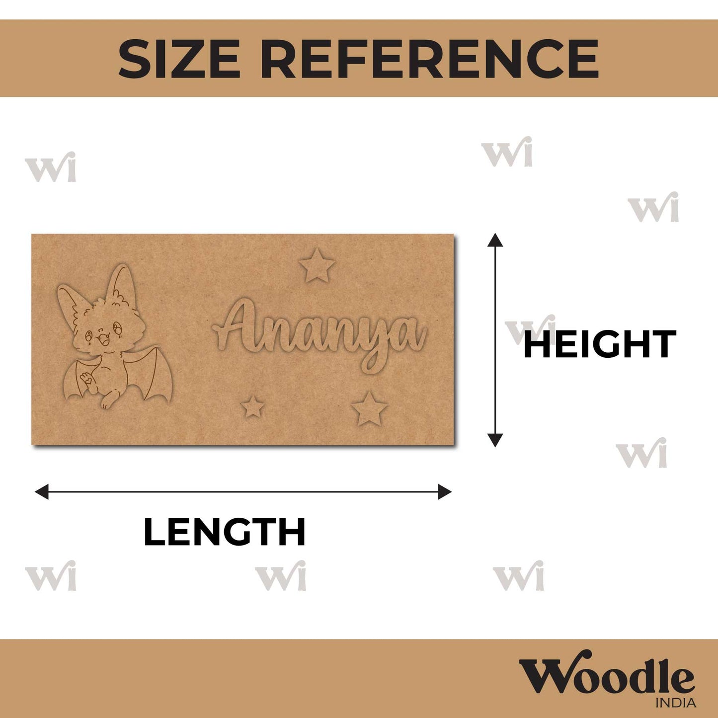 Bat Kids Nameplate MDF Design 1
