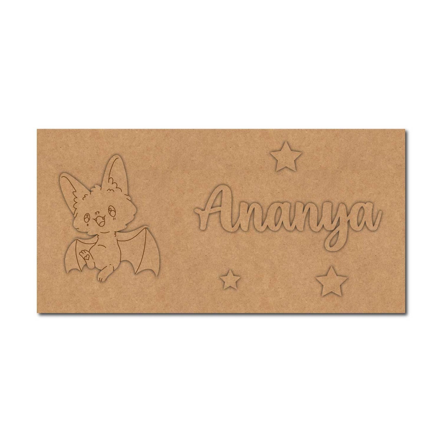 Bat Kids Nameplate MDF Design 1