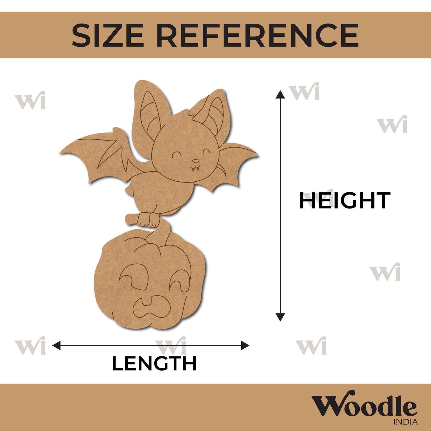 Bat With Pumpkin Halloween Pre Marked MDF Design 1