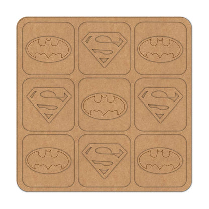 Batman Superman Tic Tac Toe Pre Marked MDF Design 1