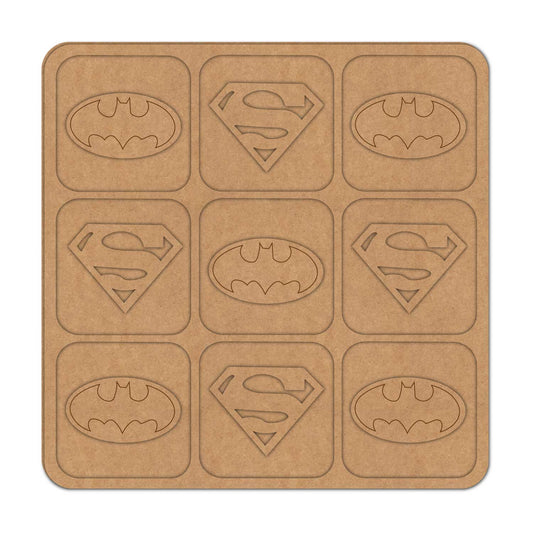 Batman Superman Tic Tac Toe Pre Marked MDF Design 1