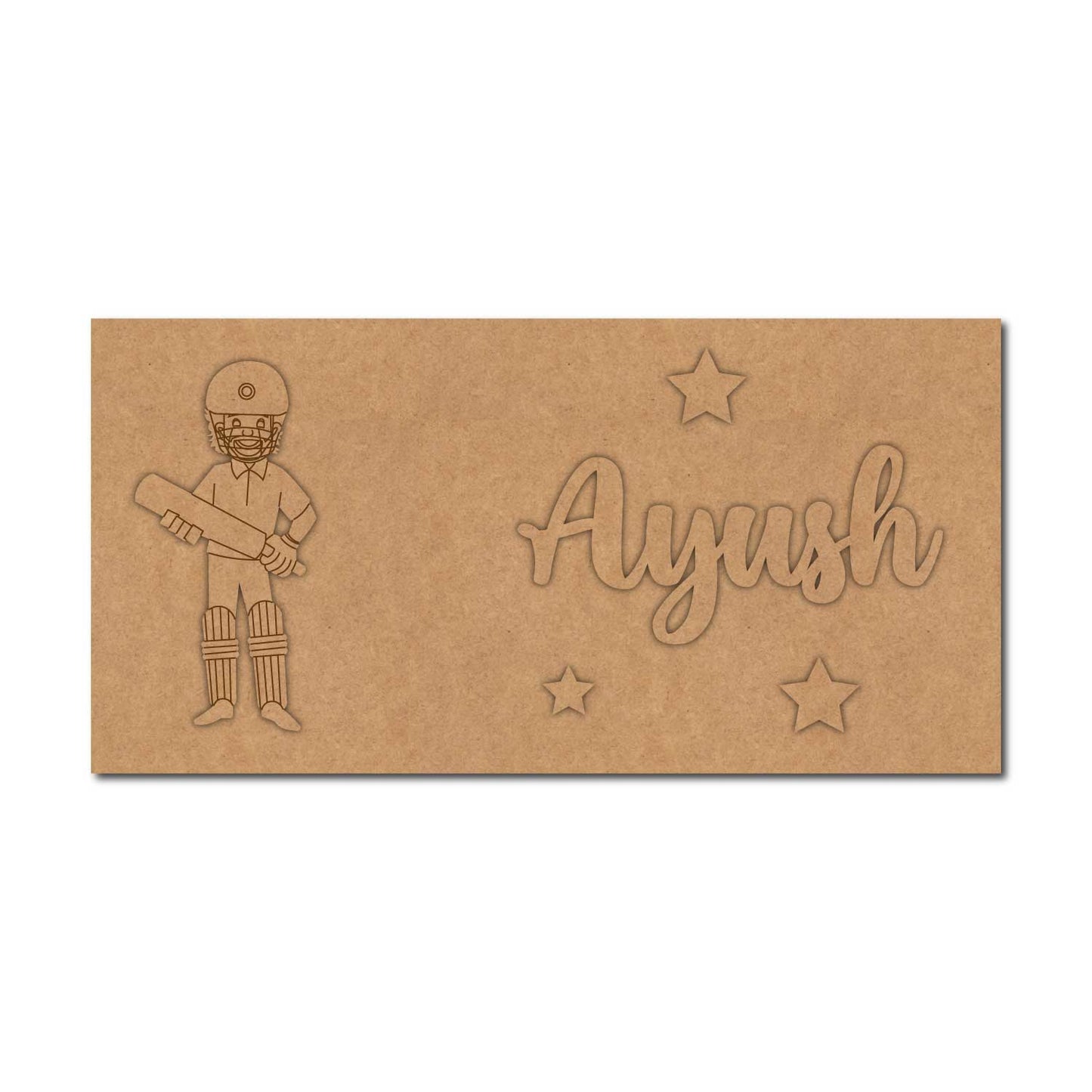 Batsman Cricket Kids Nameplate MDF Design 1