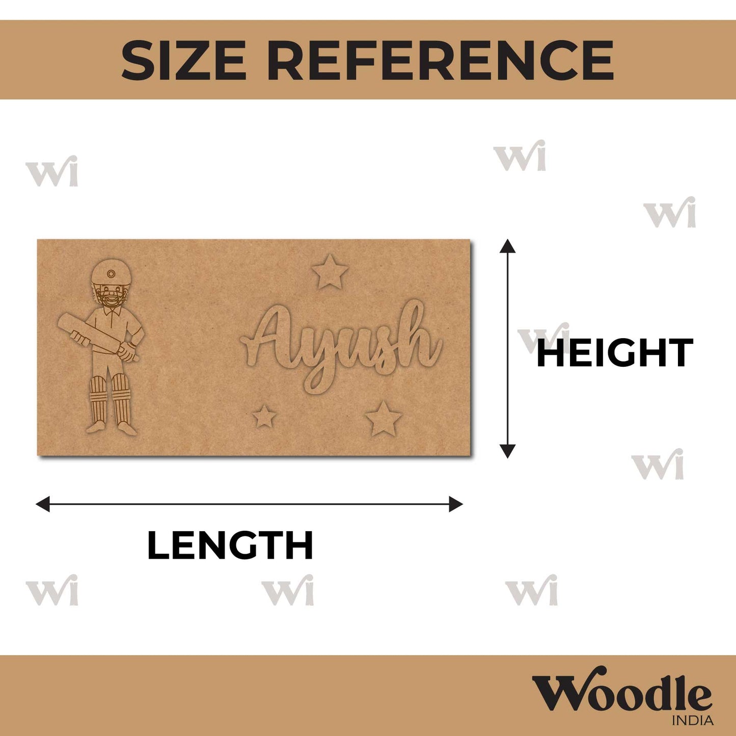 Batsman Cricket Kids Nameplate MDF Design 1
