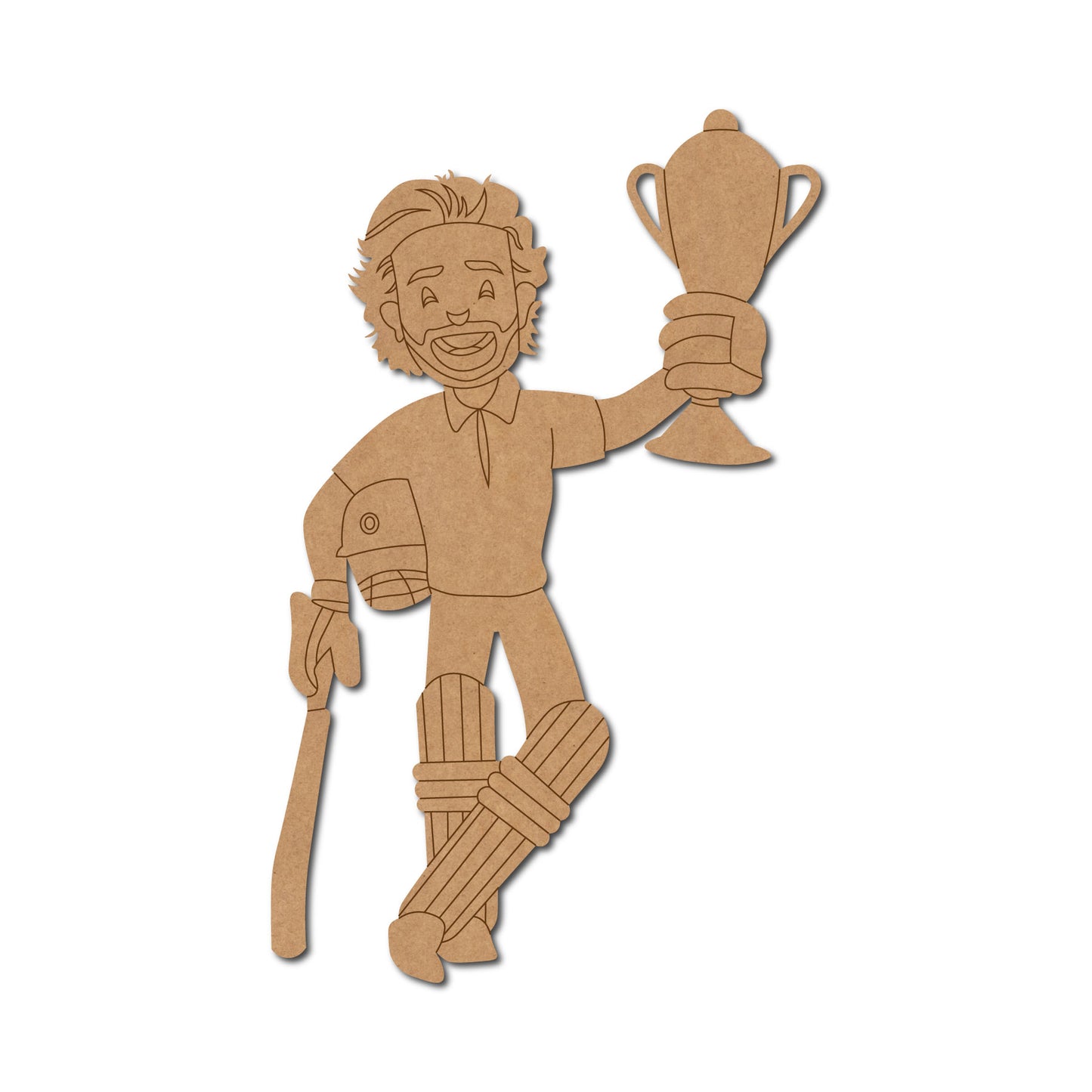 Batsman Cricket With Trophy Pre Marked MDF Design 1