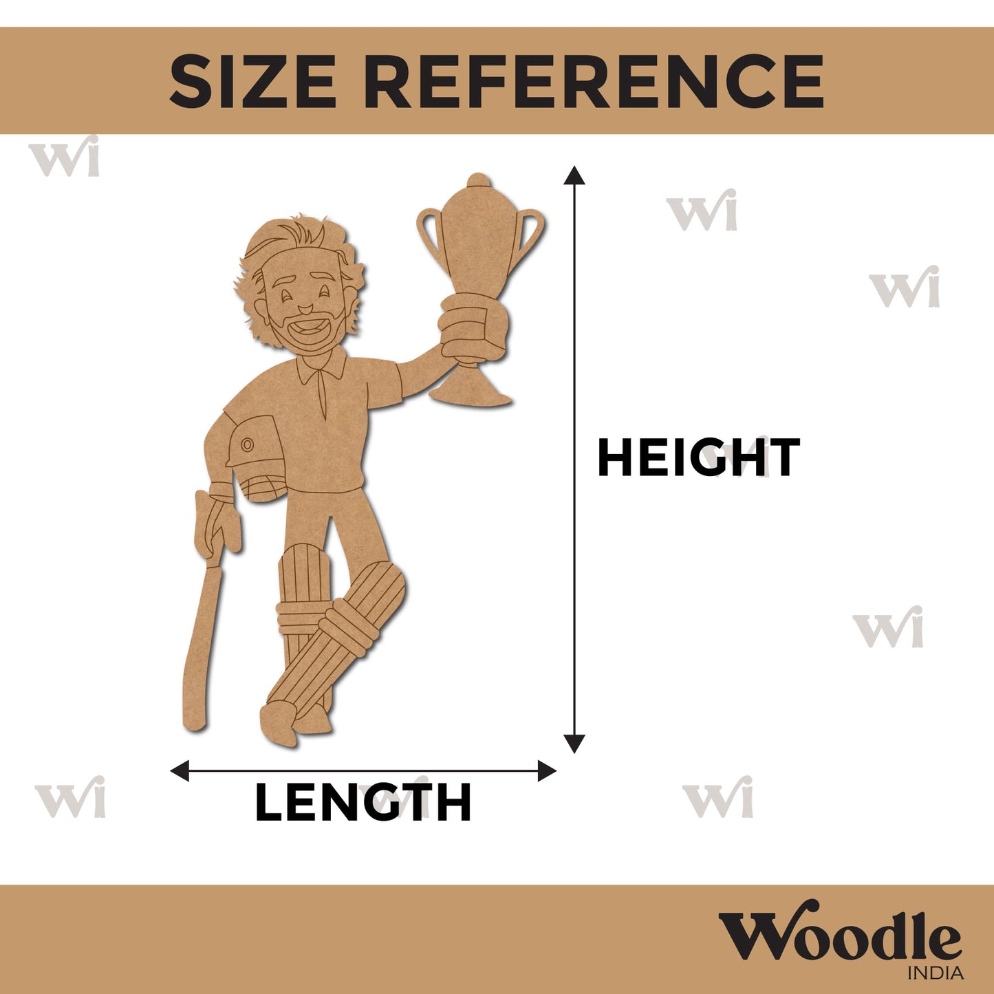 Batsman Cricket With Trophy Pre Marked MDF Design 1