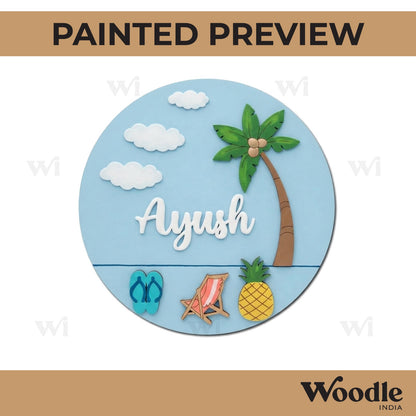 Beach Theme Nameplate MDF Design 1