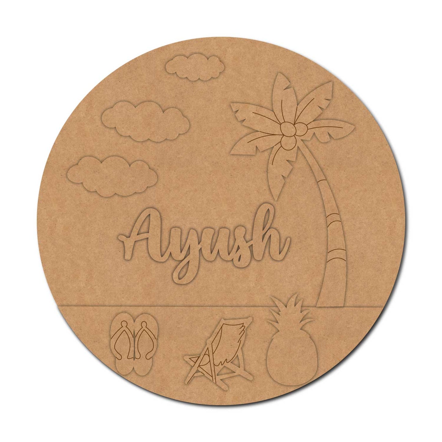 Beach Theme Nameplate MDF Design 1