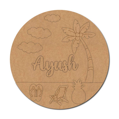 Beach Theme Nameplate MDF Design 1