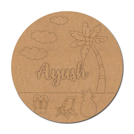 Beach Theme Nameplate MDF Design 1