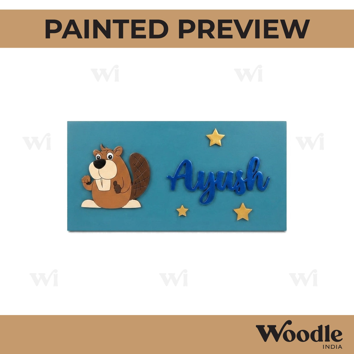 Beaver Kids Nameplate MDF Design 1