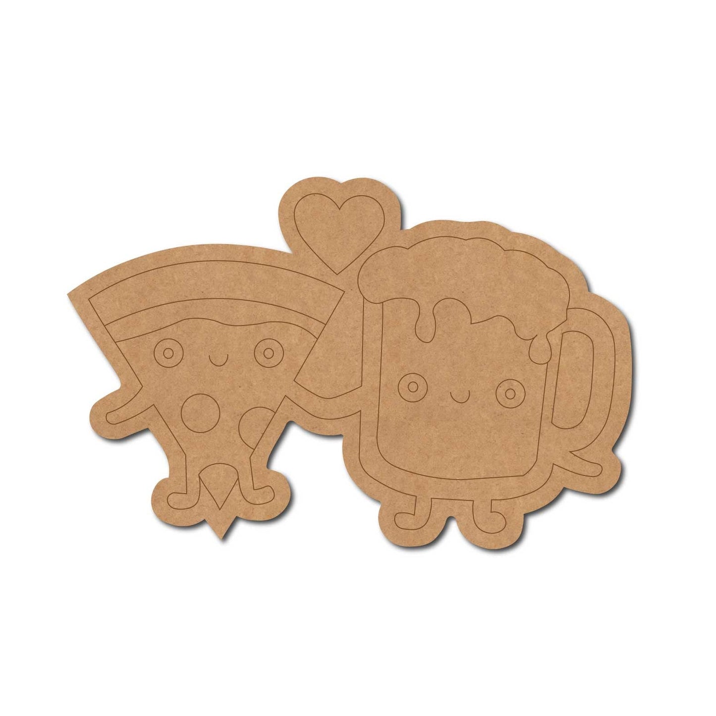 Beer And Pizza Kawaii Pre Marked MDF Design 1