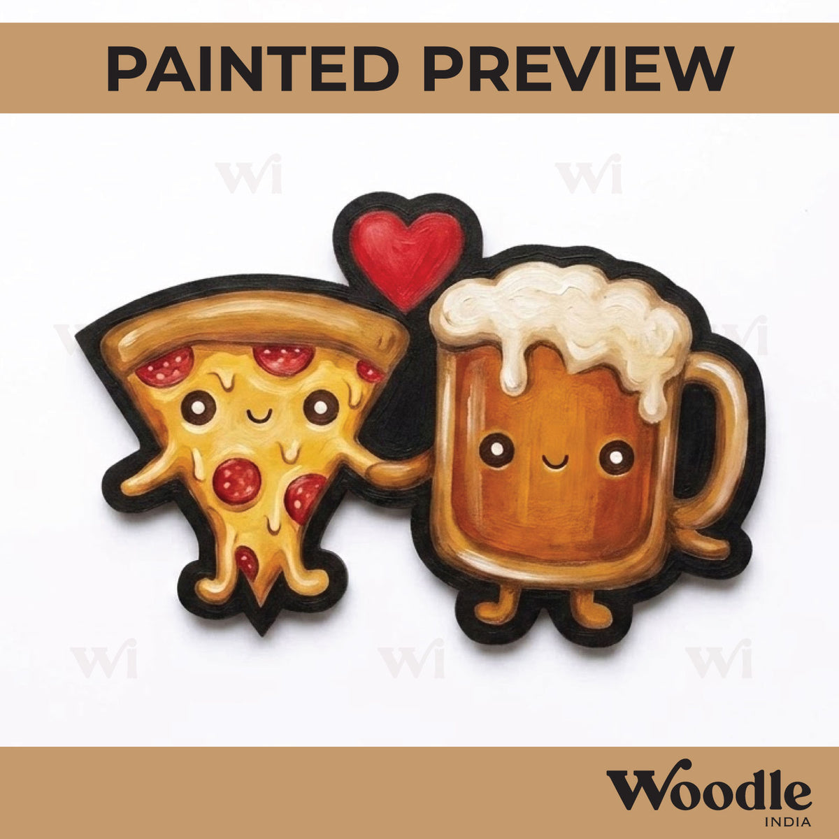 Beer And Pizza Kawaii Pre Marked MDF Design 1