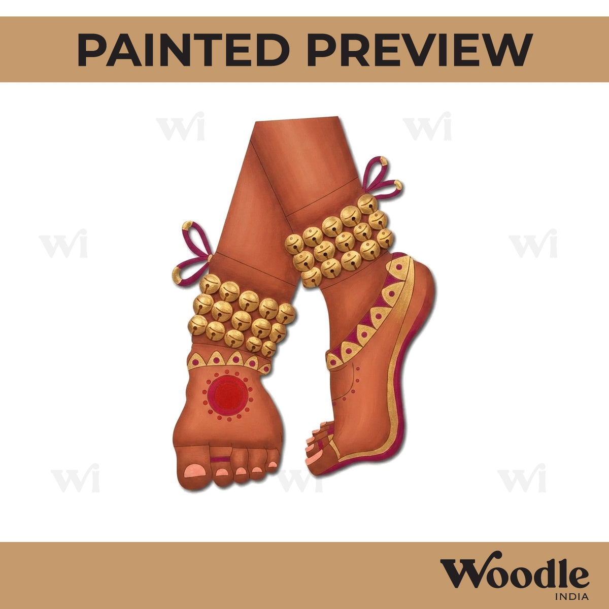Bharatanatyam Dancer Feet Pre Marked MDF Design 1