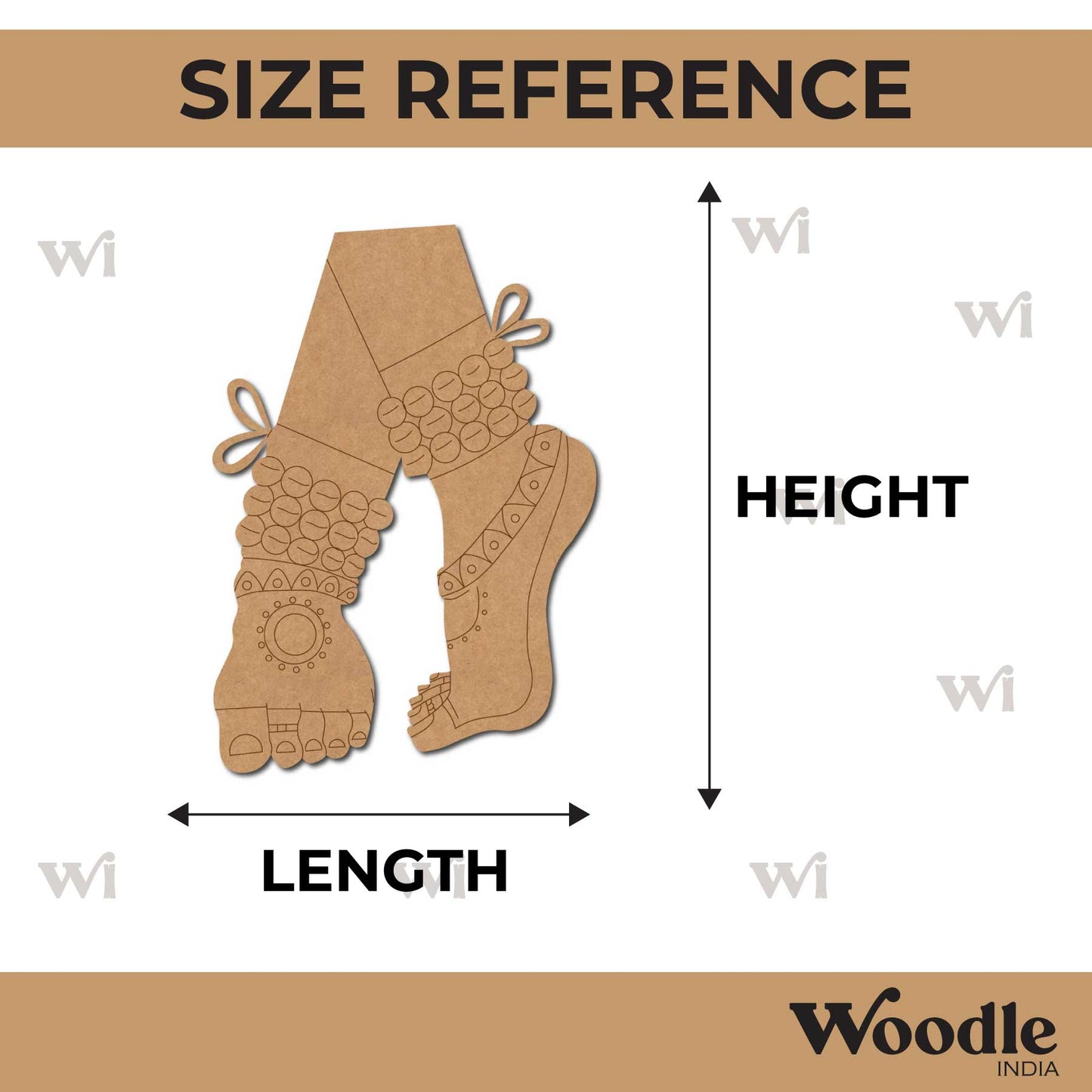 Bharatanatyam Dancer Feet Pre Marked MDF Design 1