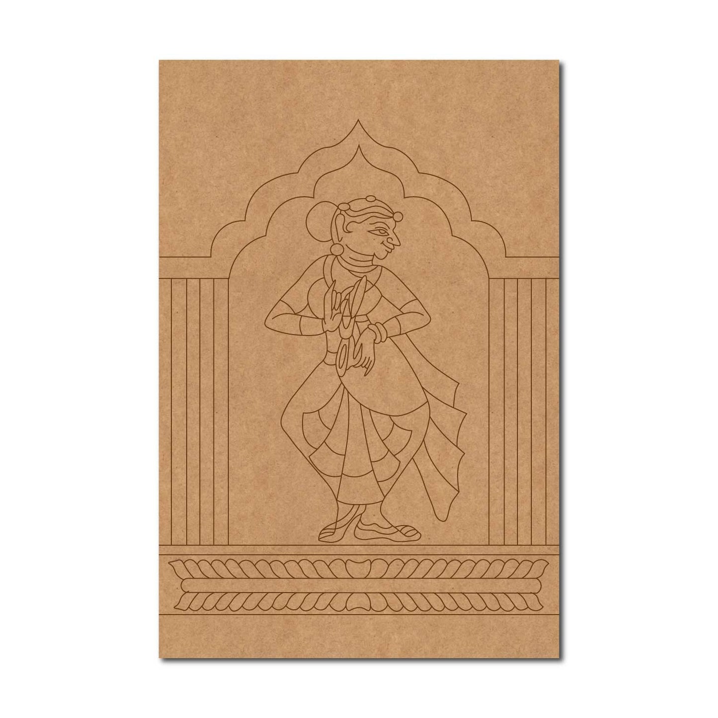 Bharatanatyam Dancer Pattachitra Pre Marked Base MDF Design 1