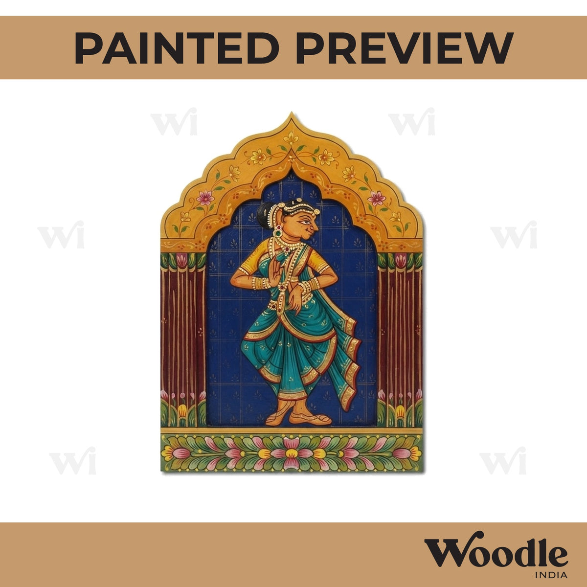 Bharatanatyam Dancer Pattachitra Pre Marked Base MDF Design 1