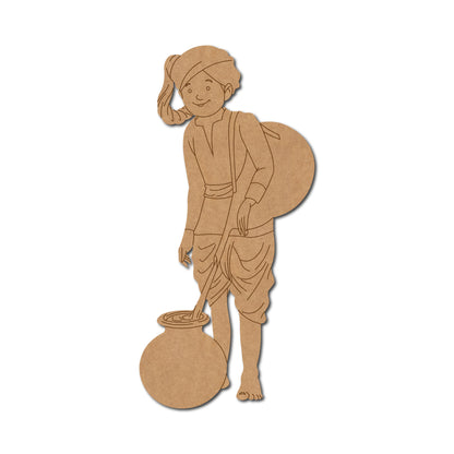 Bhishti Water Carrier Man Pre Marked MDF Design 1