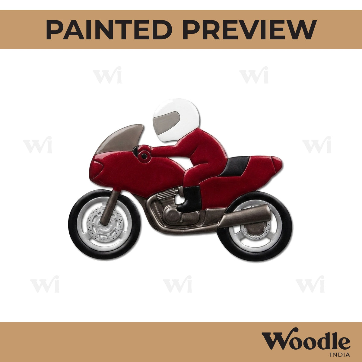 Biker On A Bike Pre Marked MDF Design 1