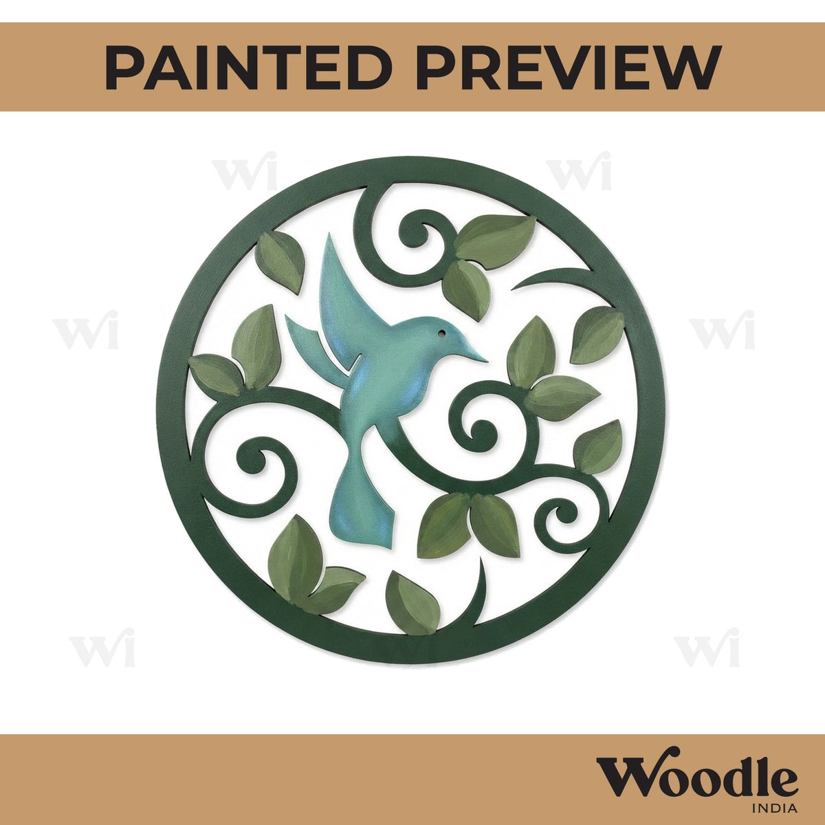Bird Floral Round Cutout MDF Design 1